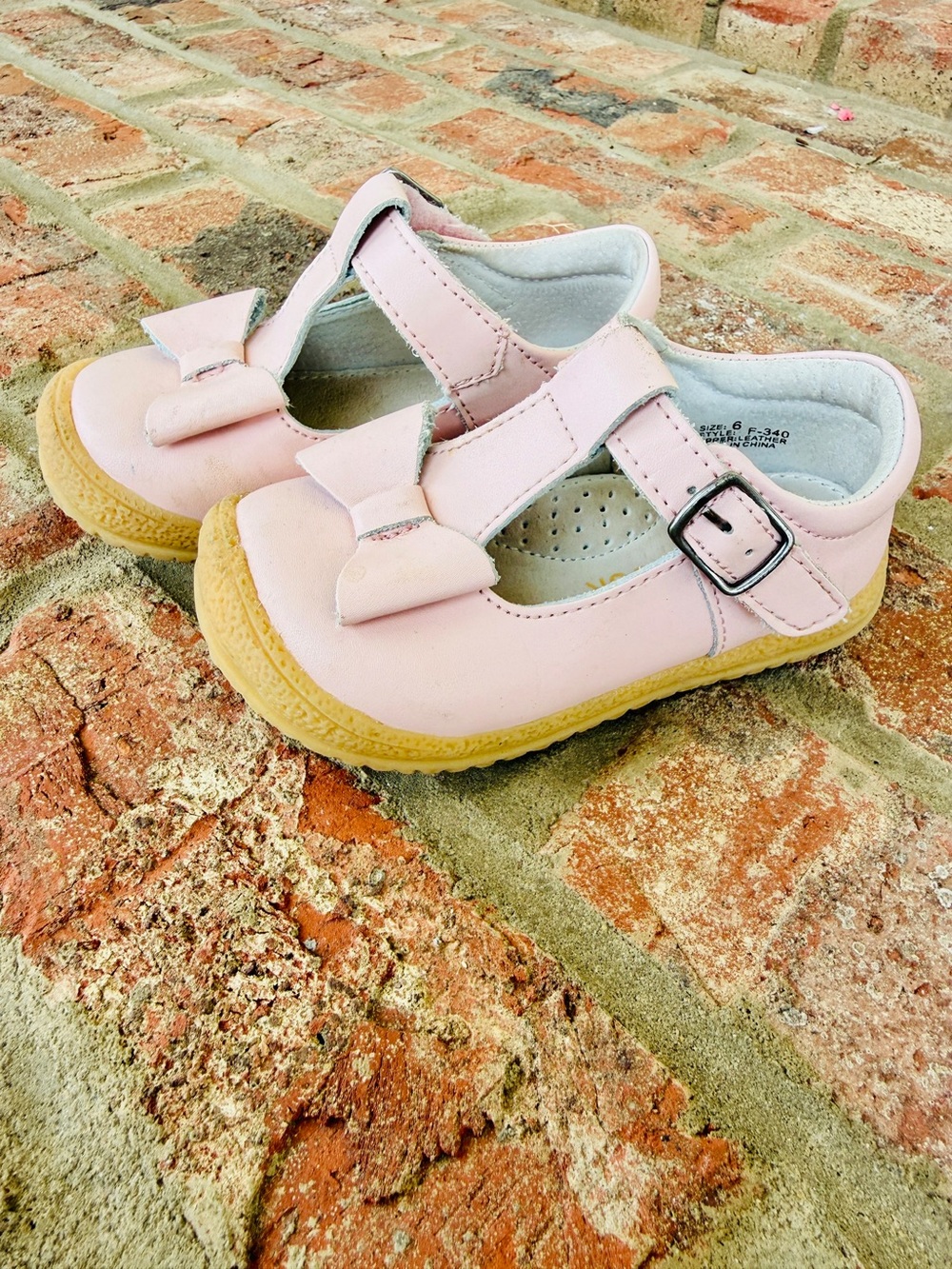 L'Amour Pink Bow T-Strap Kids Dress Shoes